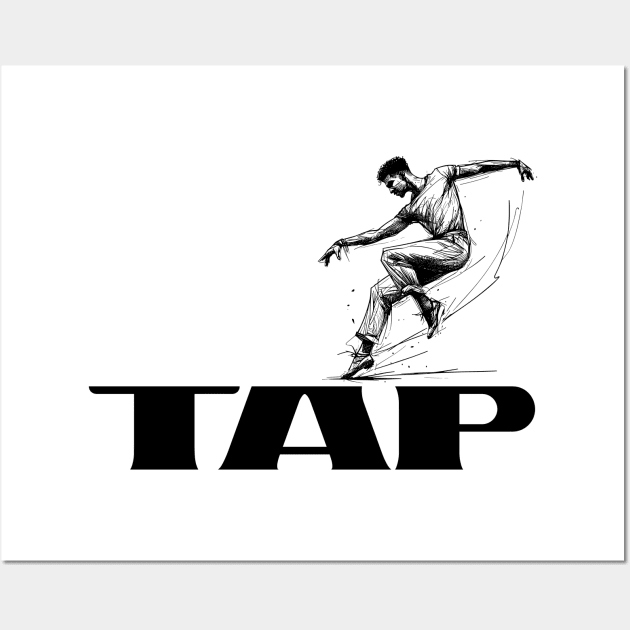 Tap male dancer - Black Wall Art by PrintSoulDesigns